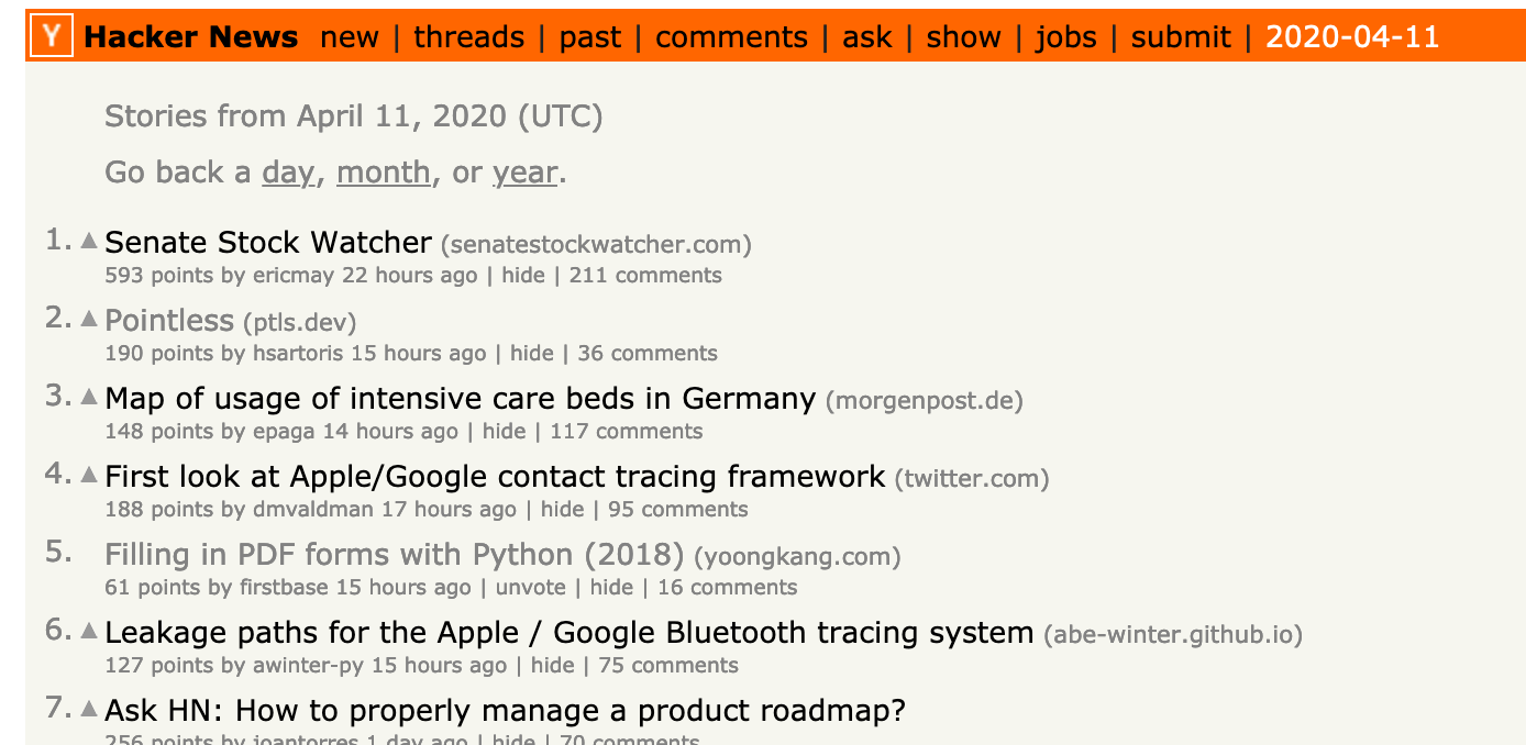 Front Page of Hacker News